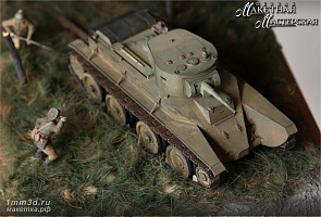 Подарочная диарама танка БТ-7 в бою на Халхин-Голе. М1:35.